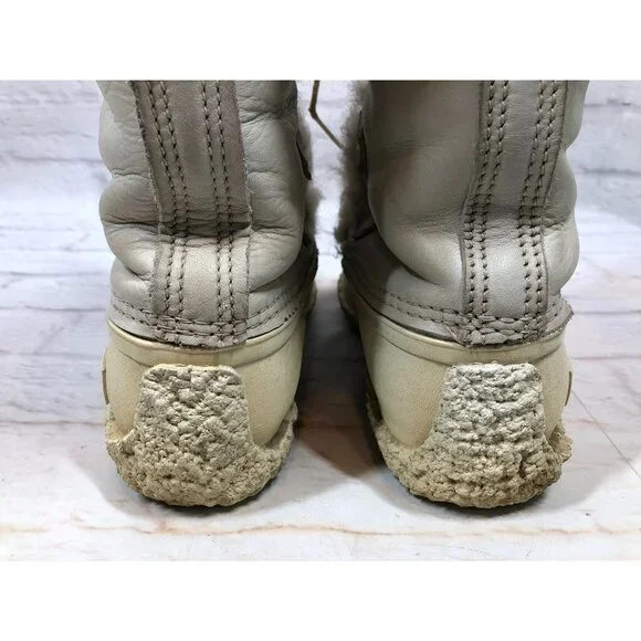 SOREL Nanook Faux Fur Trim Lace Up Mid-Calf Leather Winter Snow Boots Womens 9 ( - Picture 8 of 11